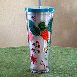 Starbucks iced tumbler with bird and floral design